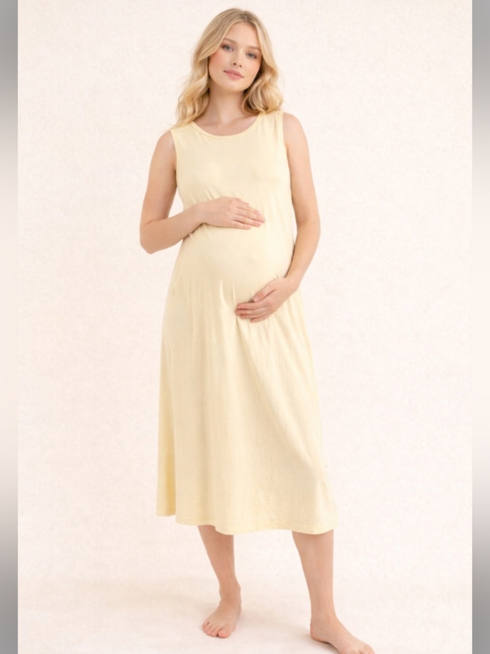Hatch Light Yellow Maternity Jamie Midi Dress Size 1 38372